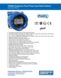 Thumbnail of document Manual - PD6830 ProtEX-RTP Explosion-Proof Pulse Input Flow Rate/Totalizer